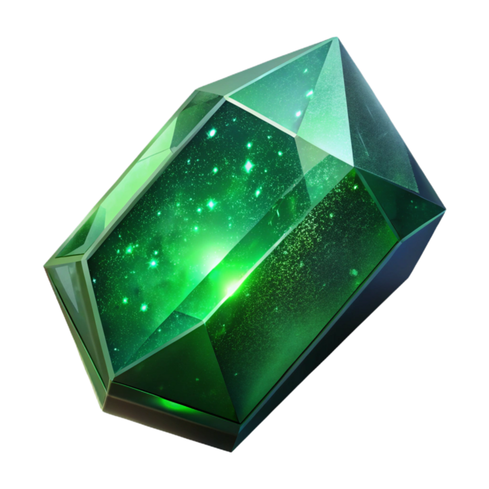 vibrant contemporary Deep Green Emerald Cut Gemstone Isolated genuine png