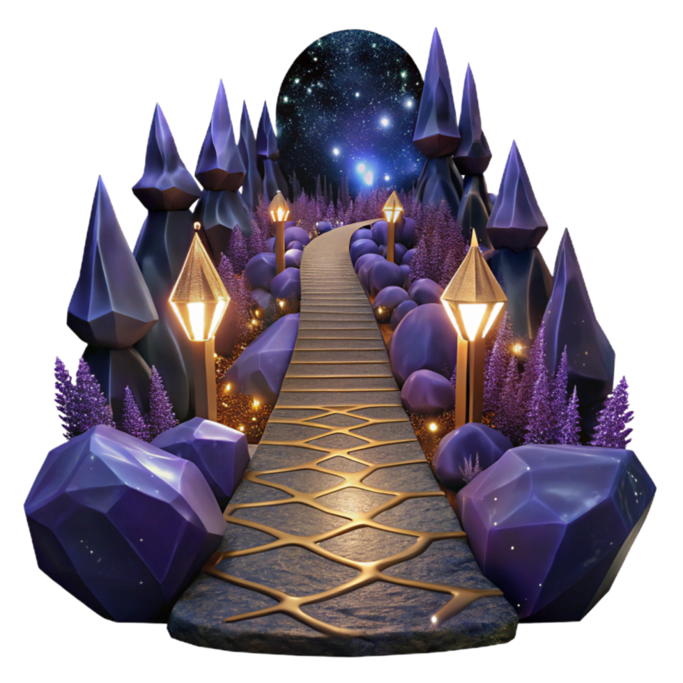 wonderful traditional Dark Forest Path at Night Isolated with Moonlit Glow premium png