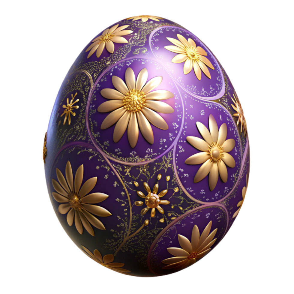elegant abstract Decorated Easter Egg with Floral Pattern Isolated detailed png