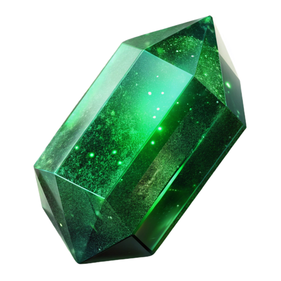 impressive creative Deep Green Emerald Cut Gemstone Isolated png