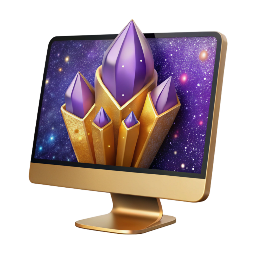 vibrant rustic Desktop Computer Front View Transparent Background high quality png