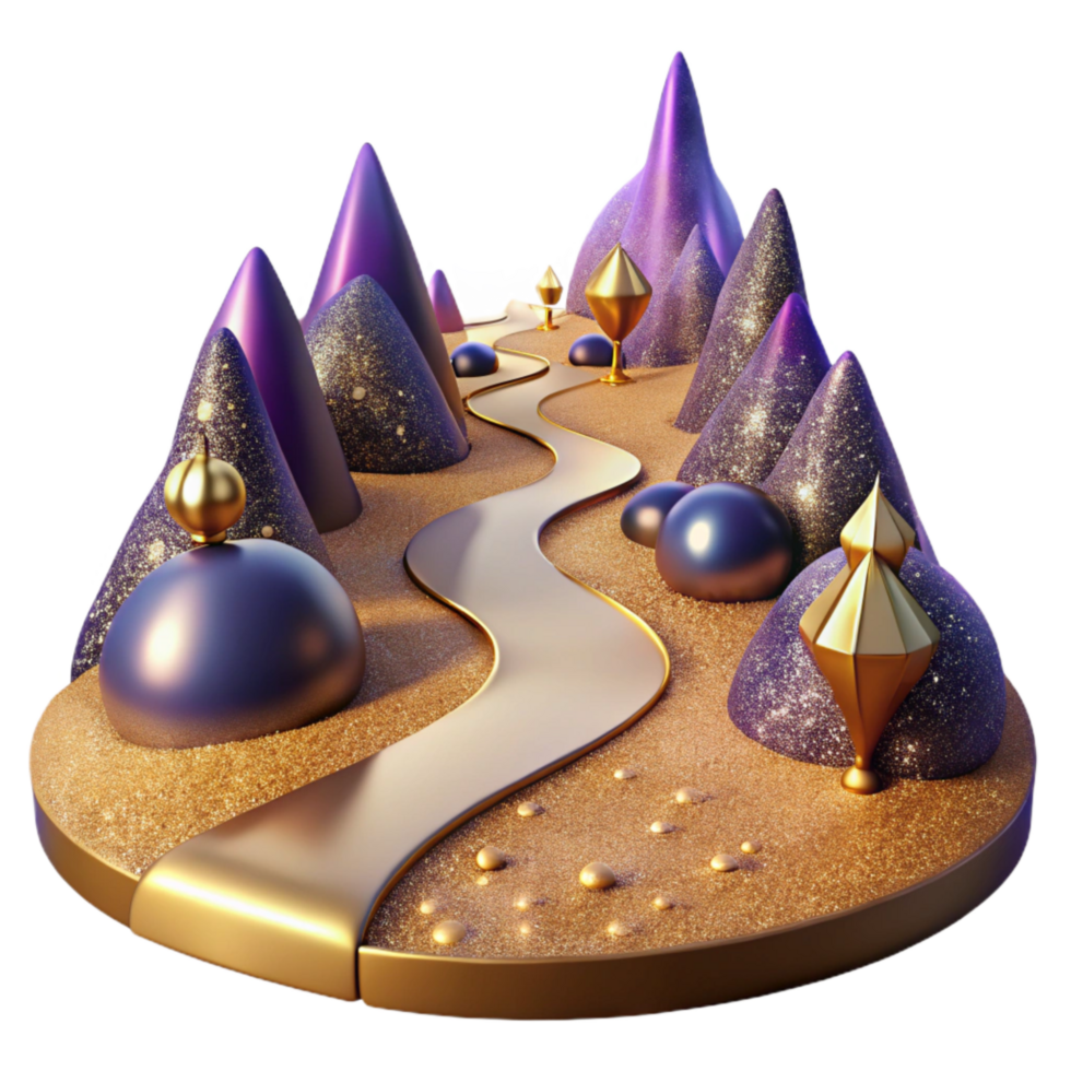 magnificent vintage Desert Path with Distant Mountains Isolated original png