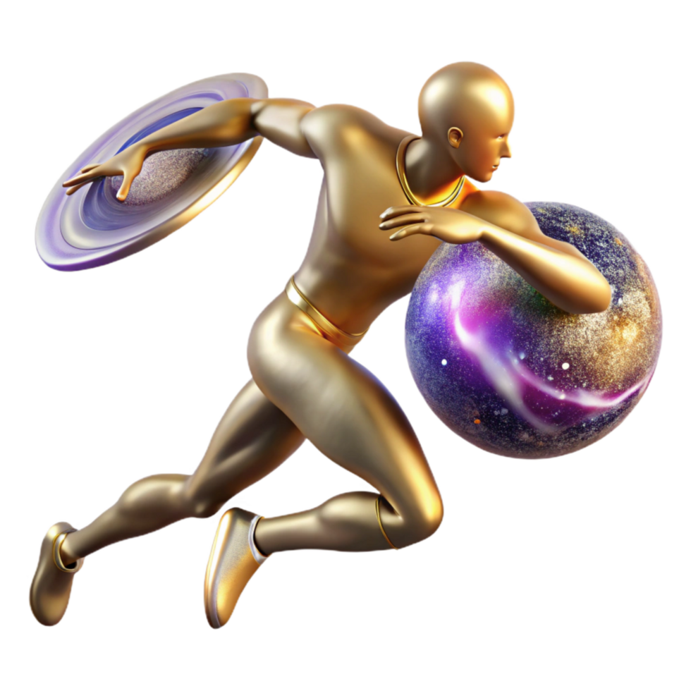 dramatic abstract Discus Thrower Spinning Dynamic Angle Cutout premium png