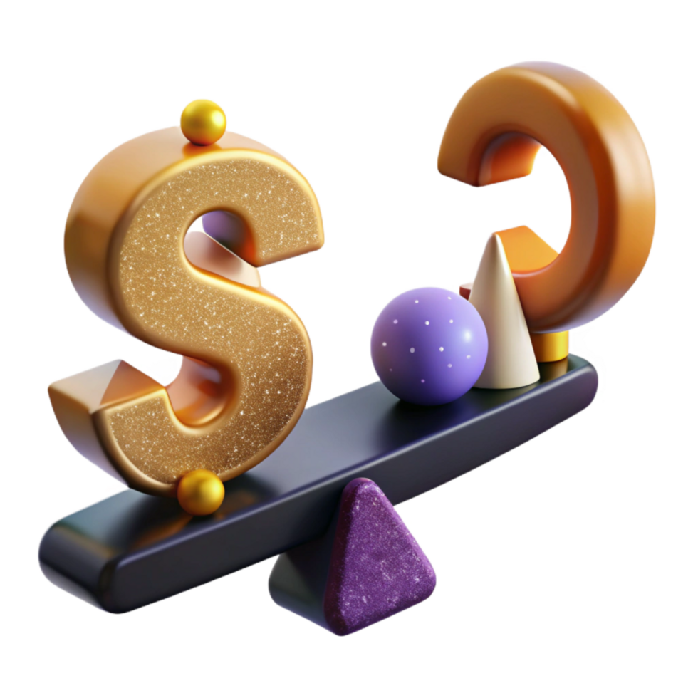 elegant classic Dollar Sign and Question Mark on Seesaw Transparent Background high quality png