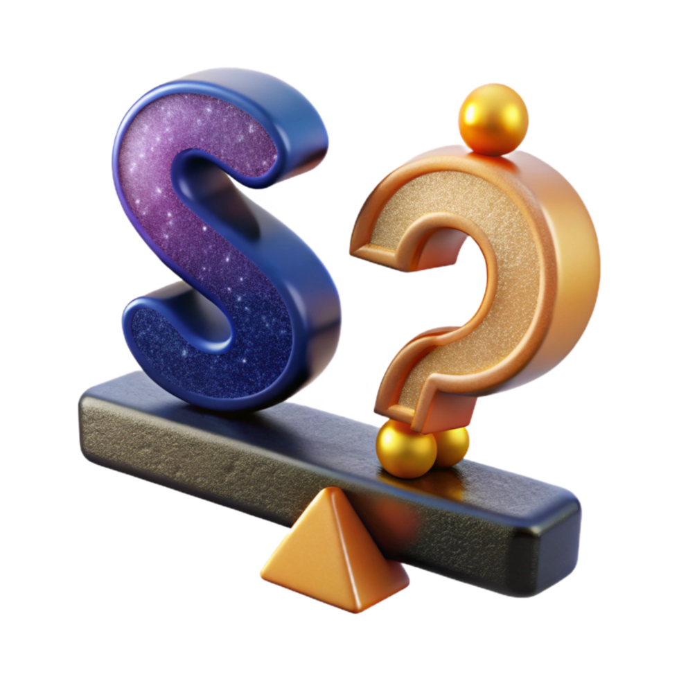 magnificent traditional Dollar Sign and Question Mark on Seesaw Transparent Background high quality png