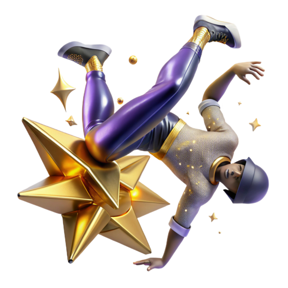 wonderful abstract Dynamic Breakdance Pose Cutout with Energetic Angle high quality png