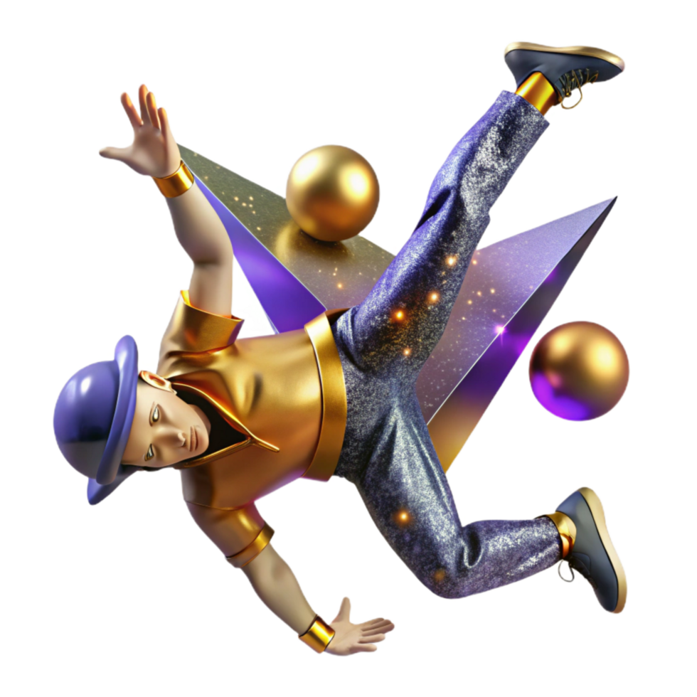 vibrant abstract Dynamic Breakdance Pose Cutout with Energetic Angle authentic png