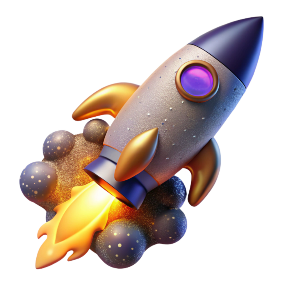 impressive modern Dynamic Rocket Launch Cutout with Fiery Plume premium png