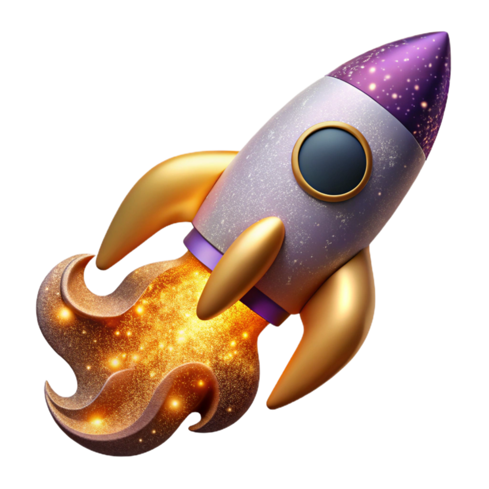 impressive modern Dynamic Rocket Launch Cutout with Fiery Plume high resolution png