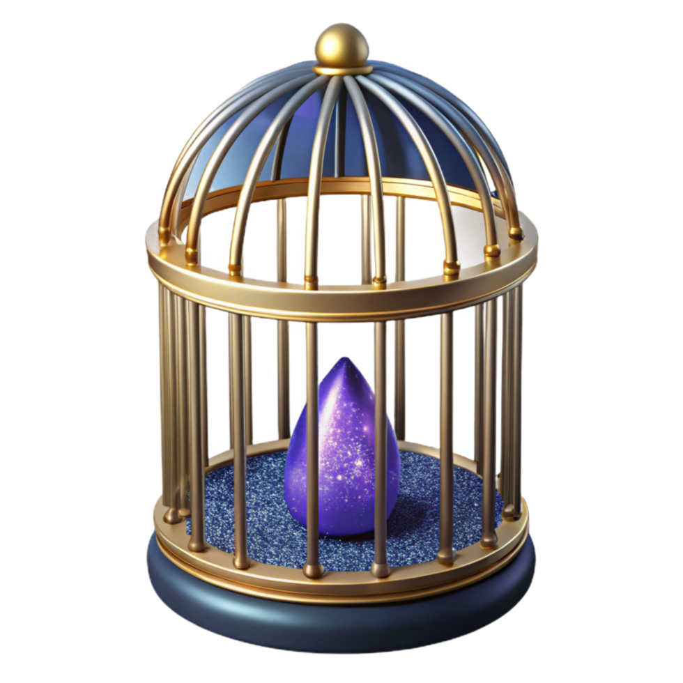 wonderful minimalist Empty Birdcage Isolated on Transparent Background with Metal Bars premium png