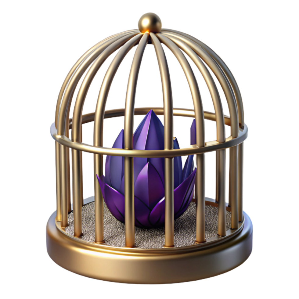 serene abstract Empty Birdcage Isolated on Transparent Background with Metal Bars authentic png