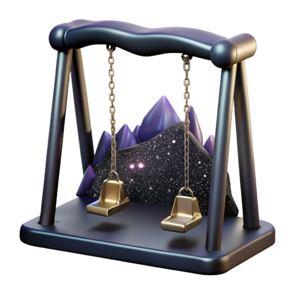 vibrant rustic Empty Swing Set in Dark Playground Cutout premium png