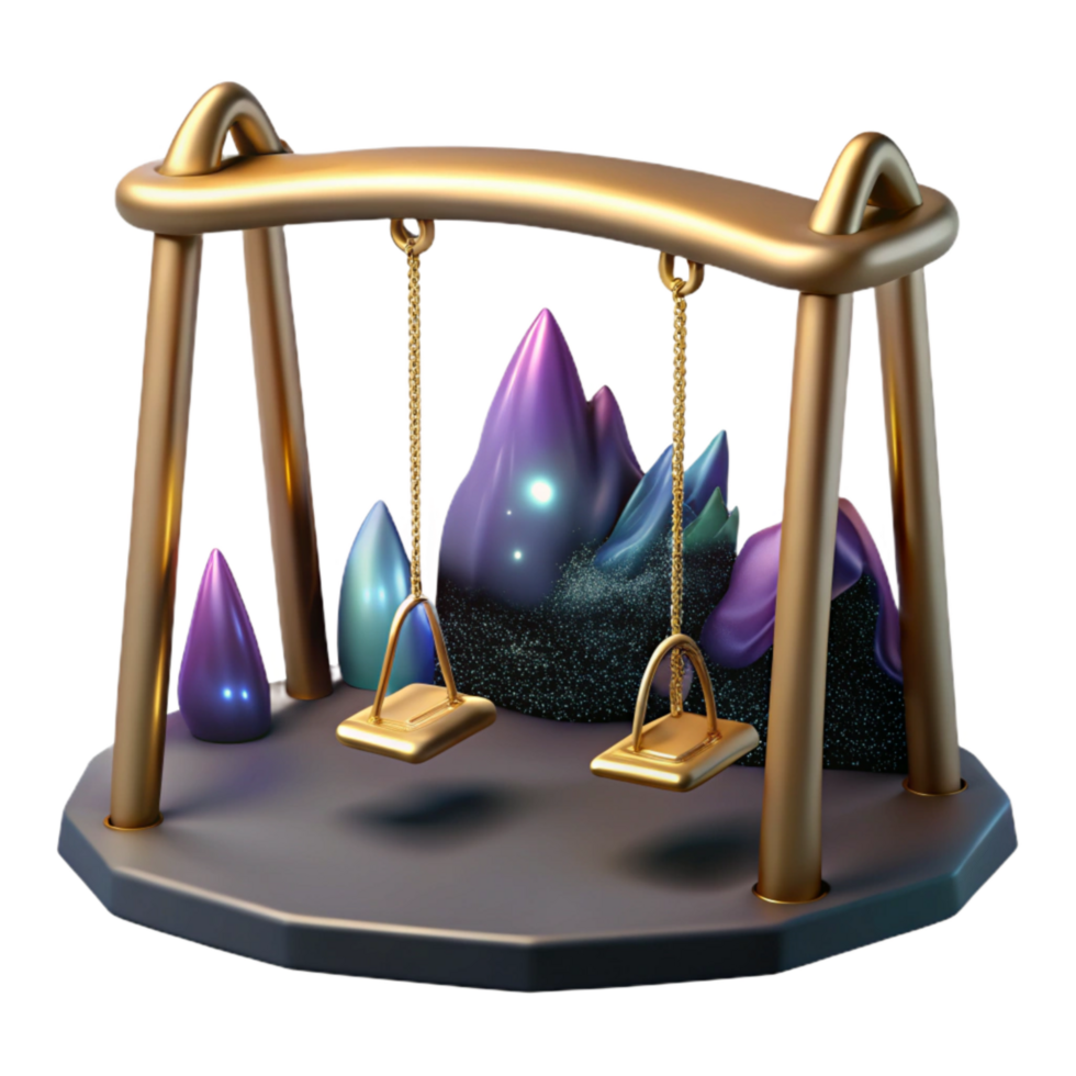 vibrant contemporary Empty Swing Set in Dark Playground Cutout exclusive png