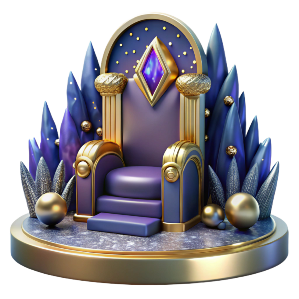 dramatic modern Empty Throne in Grand Hall Isolated Element high quality png
