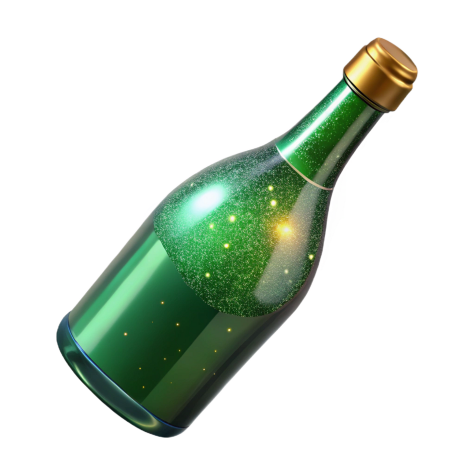 serene modern Empty Wine Bottle Isolated on Transparent Background with Green Glass high quality png