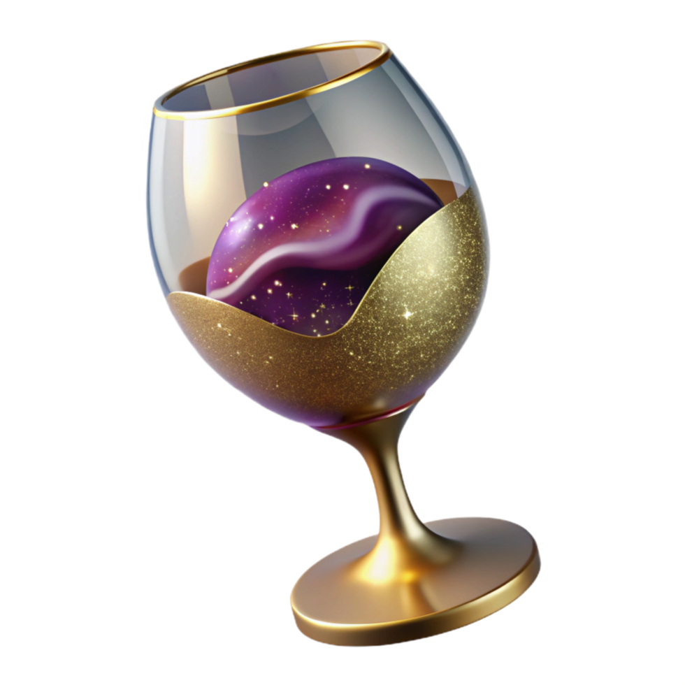 serene traditional Empty Wine Glass with Wine Stain Cutout exclusive png