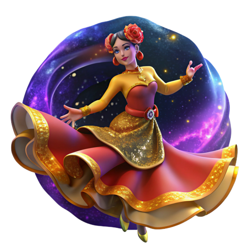 impressive abstract Energetic Flamenco Dancer Isolated with Bright Costume original png