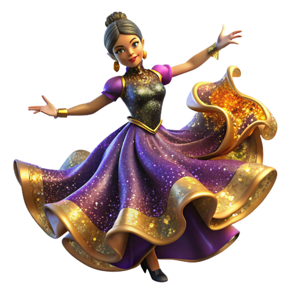 wonderful artistic Energetic Flamenco Dancer Isolated with Bright Costume premium png