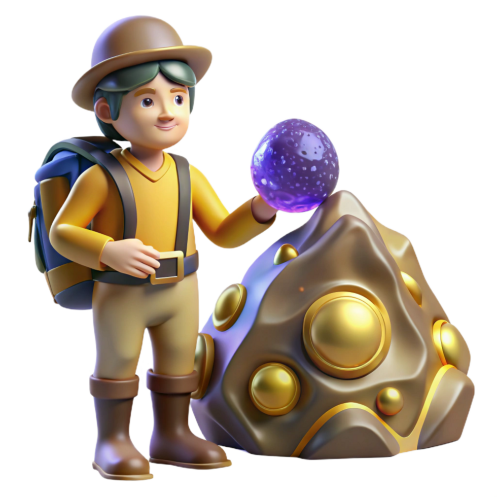 beautiful traditional Explorer Examining Rock Sample Isolated high quality png