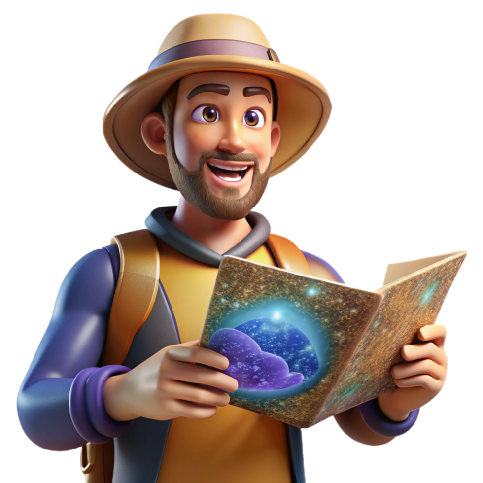 extraordinary artistic Explorer Holding Map Side View Transparent png