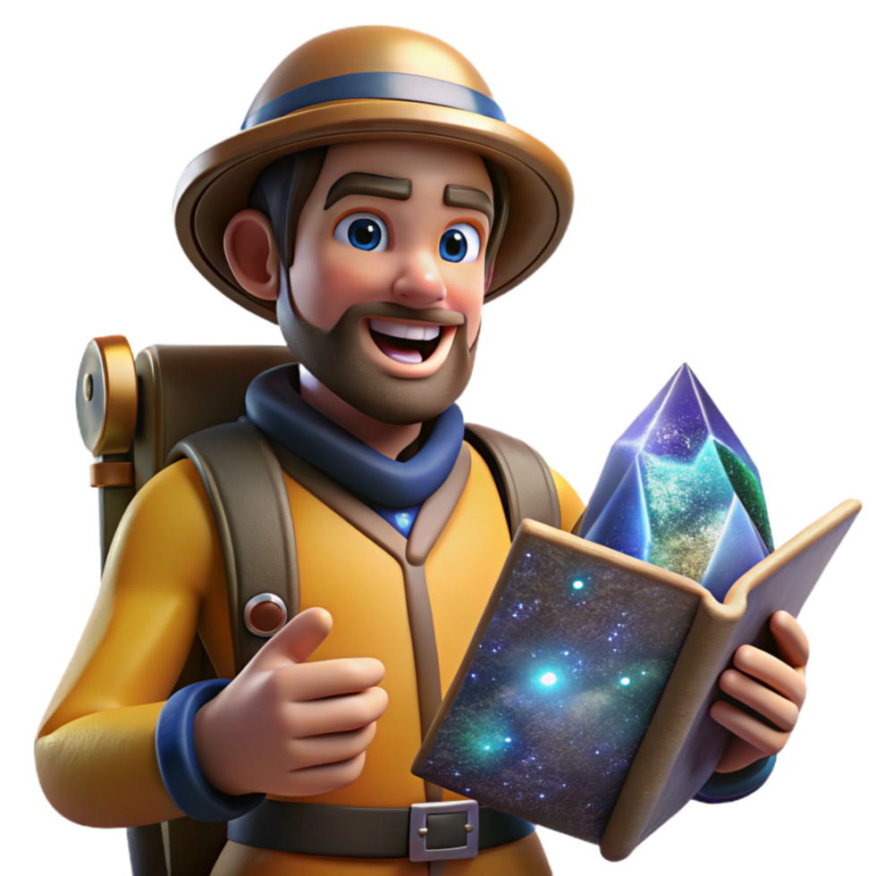 elegant rustic Explorer Holding Map Side View Transparent professional png