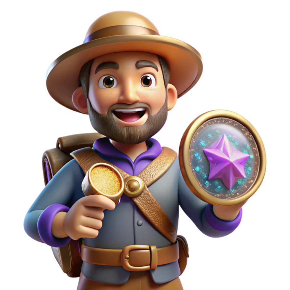 vibrant abstract Explorer Holding Compass and Map Cutout authentic png