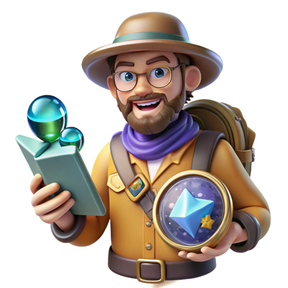 vibrant modern Explorer with Map and Compass Isolated png
