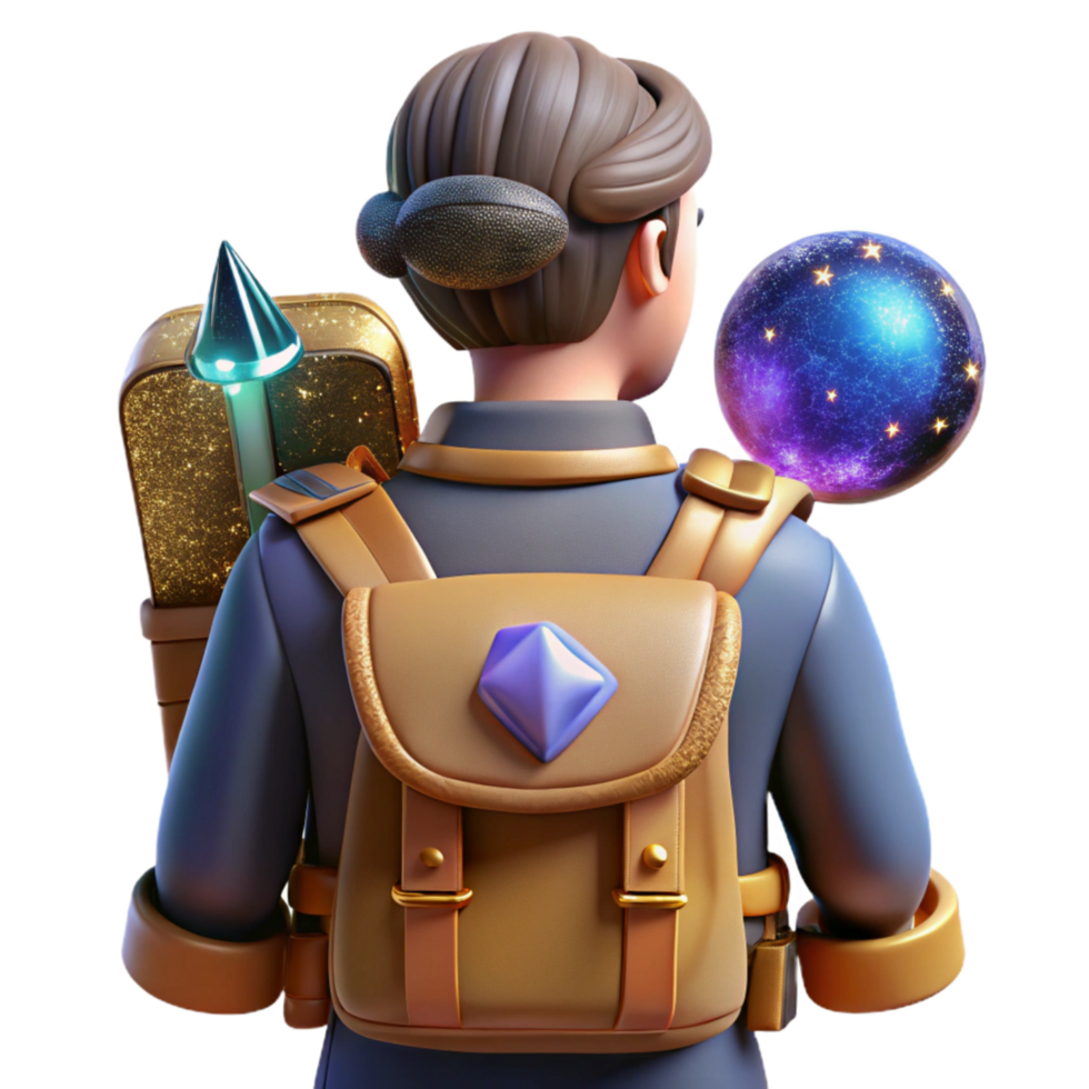 dramatic minimalist Explorer with Backpack Facing Forward Cutout detailed png