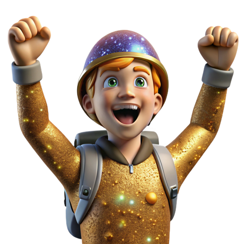 vibrant artistic Explorer Raising Arms in Victory Isolated high quality png