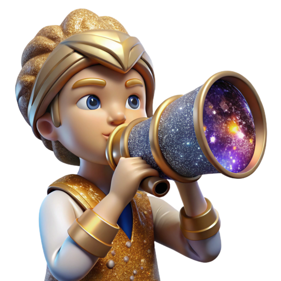 stunning traditional Explorer Looking Through Telescope Isolated detailed png