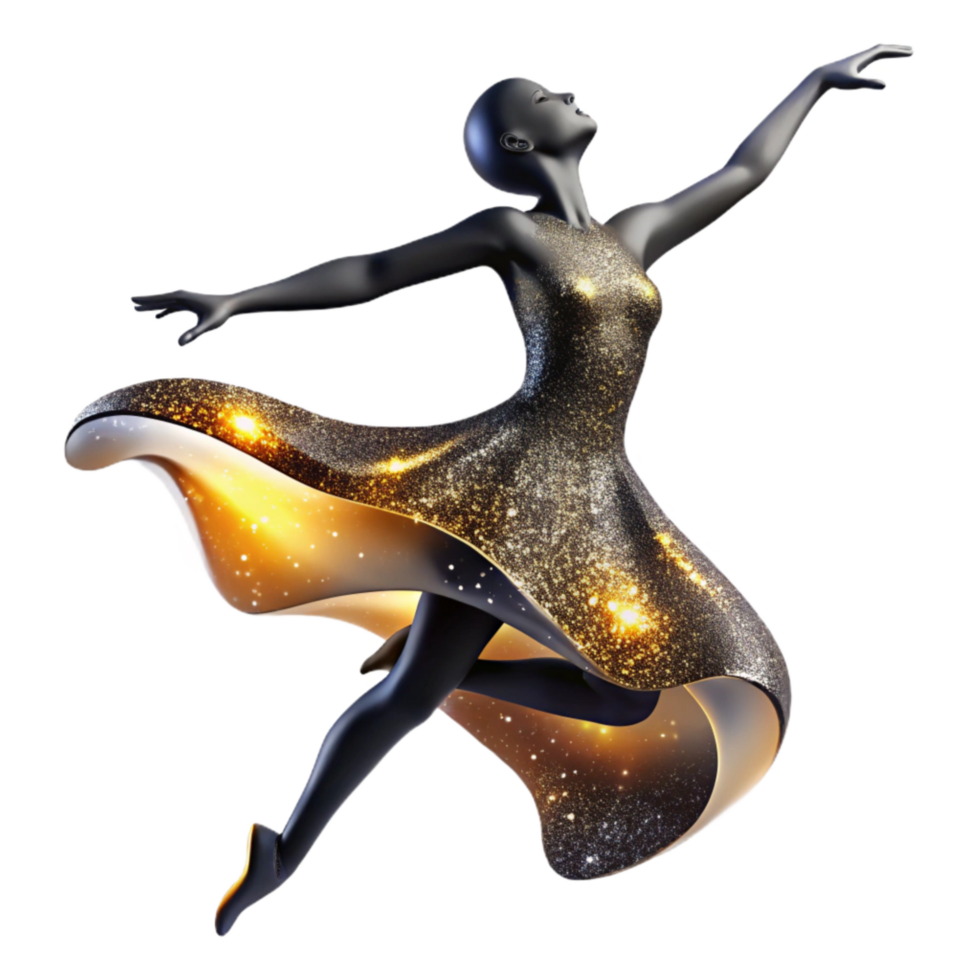 serene traditional Expressive Modern Dance Silhouette Transparent Background with Blurred Motion detailed png