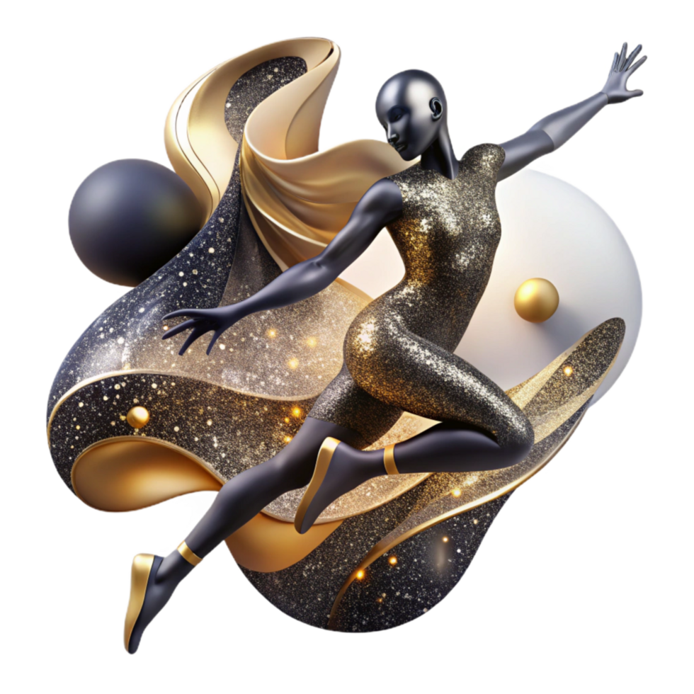 magnificent artistic Expressive Modern Dance Silhouette Transparent Background with Blurred Motion original png