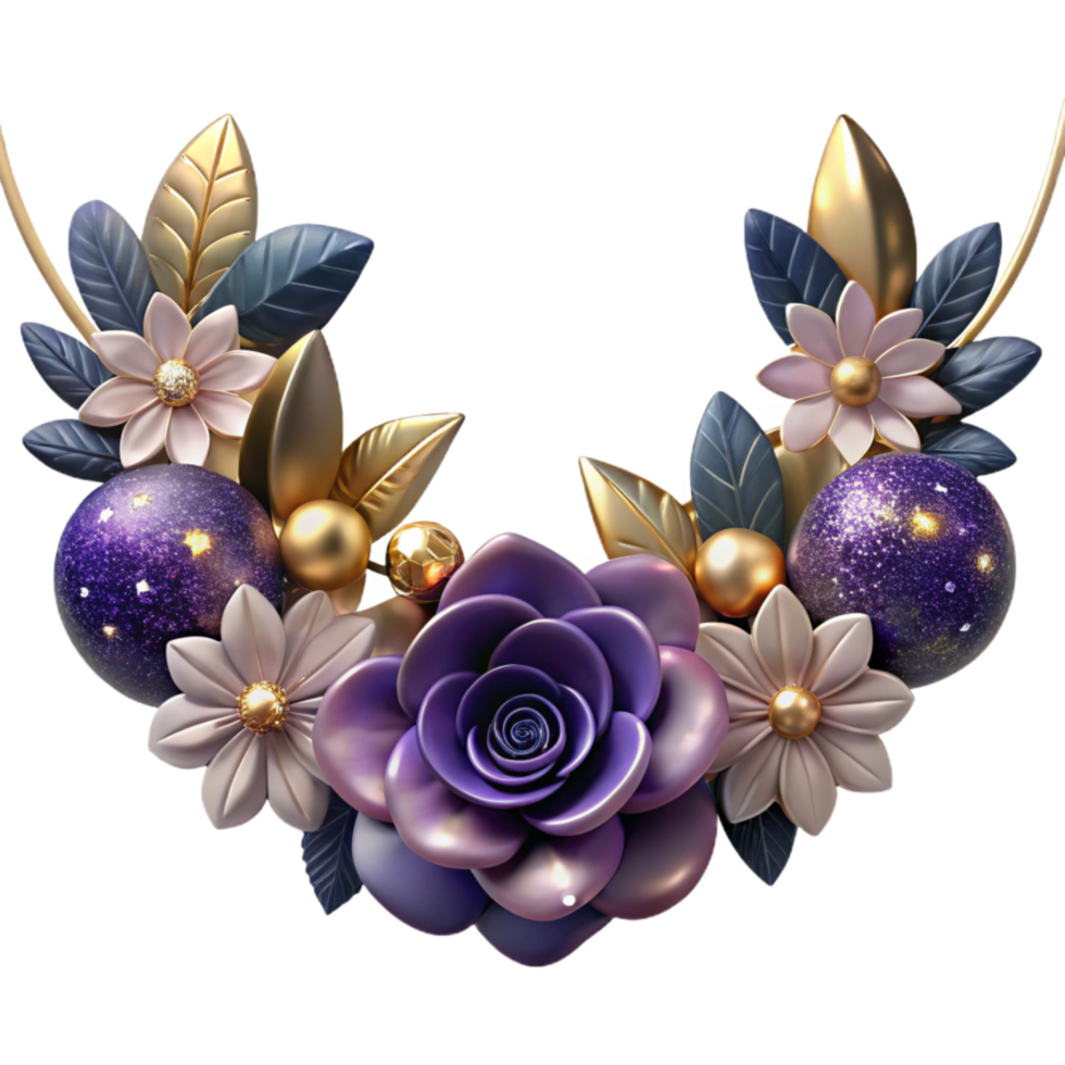 elegant abstract Festive Garland with Flowers and Leaves Cutout exclusive png