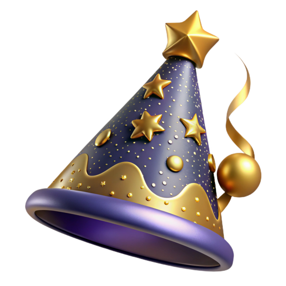 dramatic artistic Festive Party Hat with Pompom Detail Isolated original png