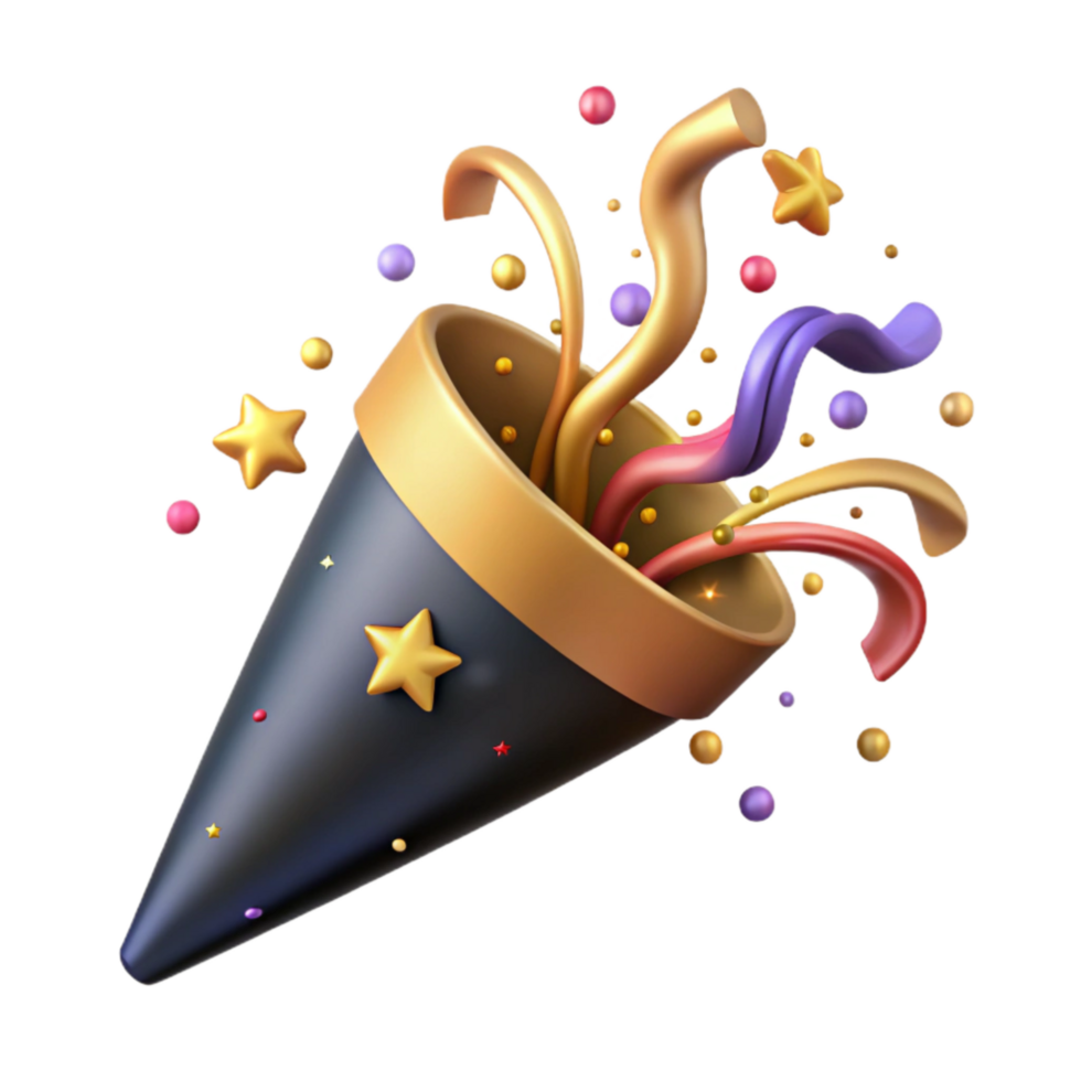 magnificent abstract Festive Party Popper with Confetti Explosion Isolated png
