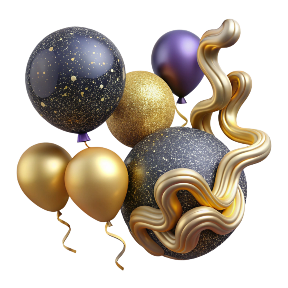 impressive abstract Festive Streamers and Balloons Decoration Isolated detailed png