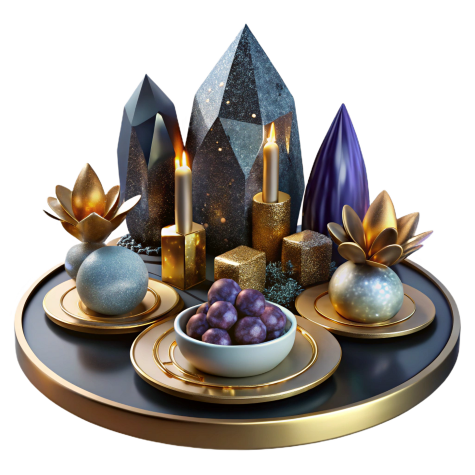 vibrant rustic Festive Table Setting with Decorations Isolated Element professional png