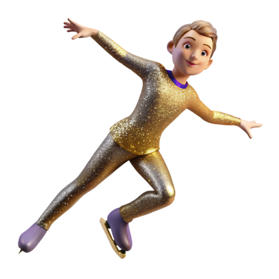 extraordinary creative Figure Skater Performing Spin Cutout with Elegant Rotation png