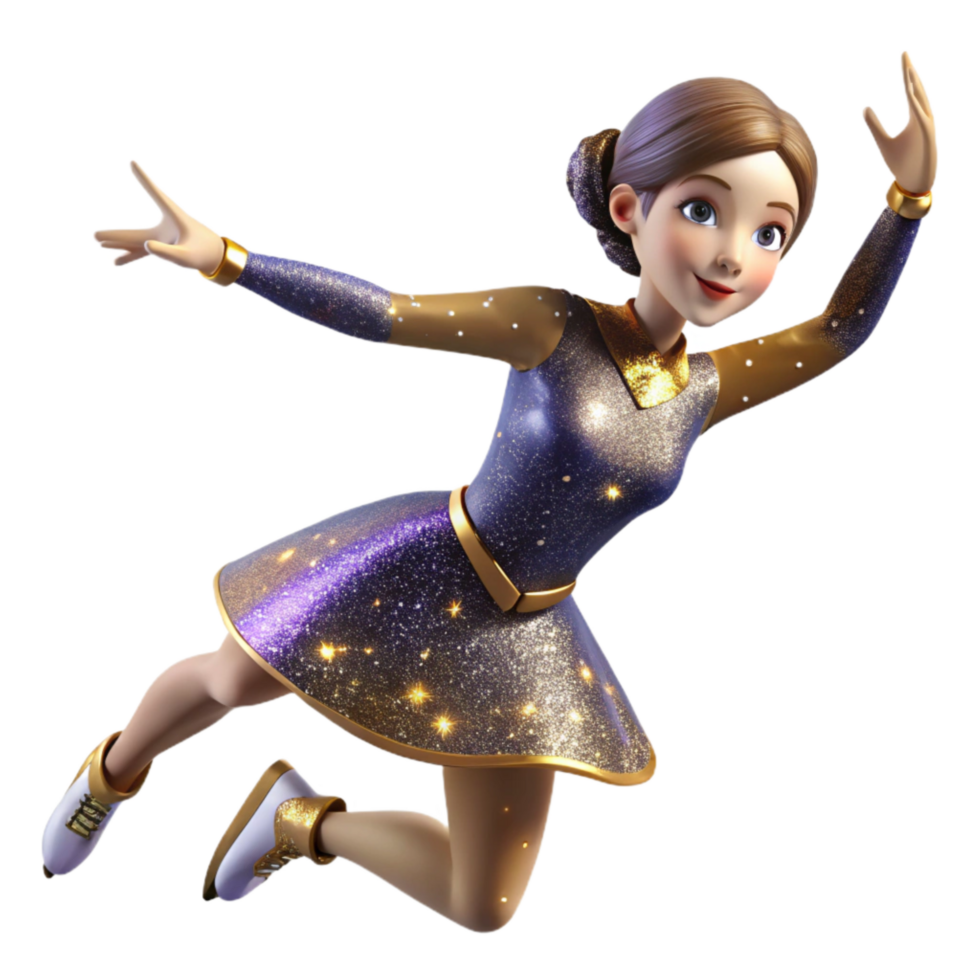wonderful minimalist Figure Skater Performing Spin Cutout with Elegant Rotation premium png