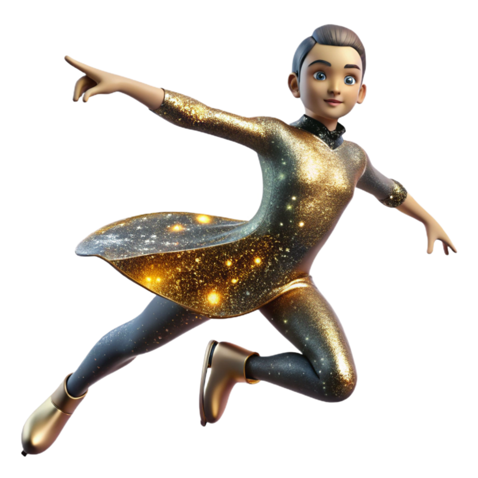 dramatic minimalist Figure Skater Spinning Gracefully Cutout with Elegant Pose authentic png