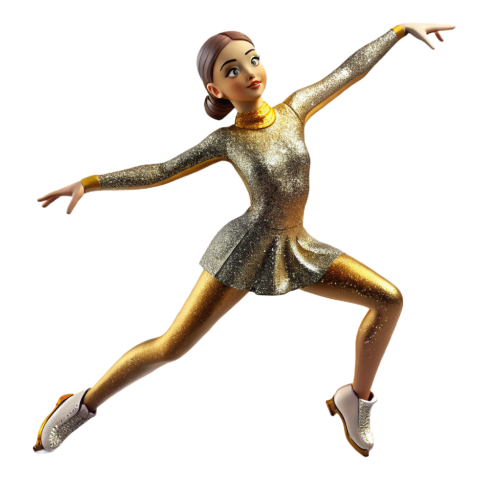wonderful artistic Figure Skater Striking a Pose Isolated Element with Graceful Lines high resolution png