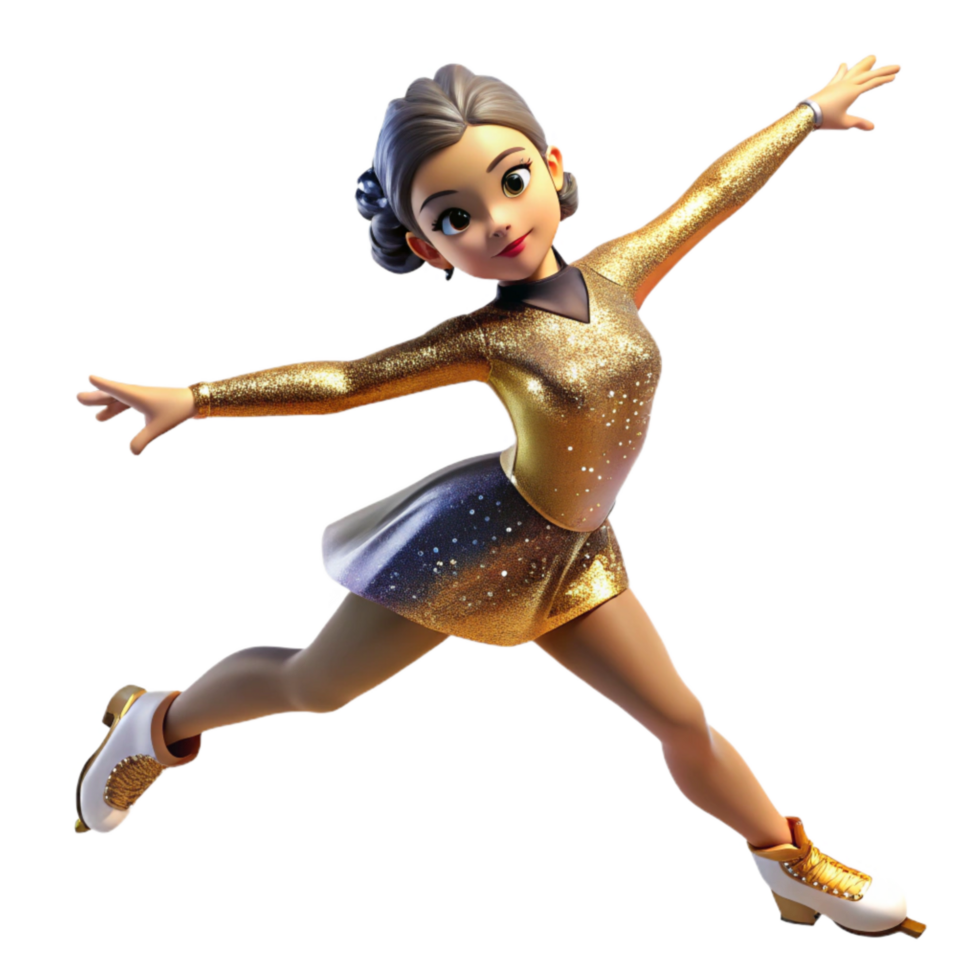 beautiful creative Figure Skater Striking a Pose Isolated Element with Graceful Lines authentic png