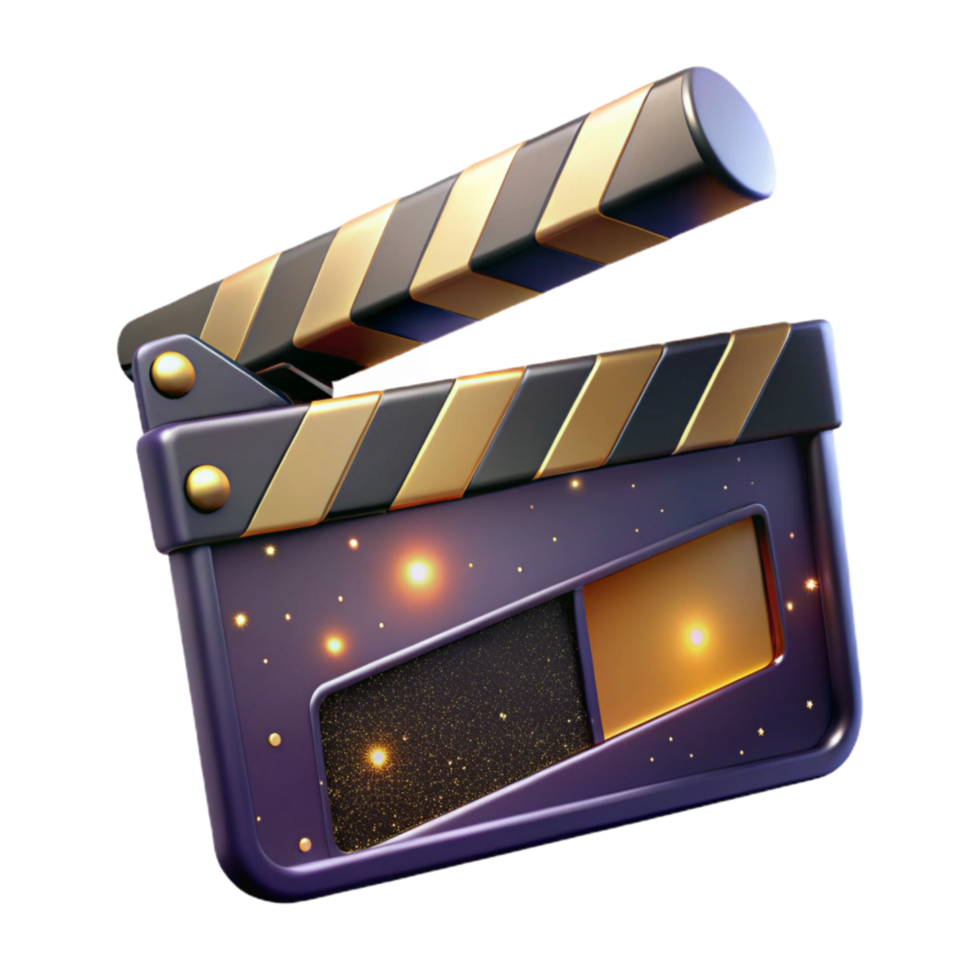 impressive traditional Film Clapperboard Open Isolated with Shadow Detail professional png