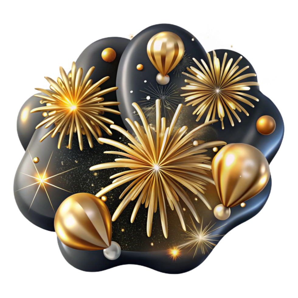 elegant abstract Fireworks Display Sparkling Gold Transparent authentic png
