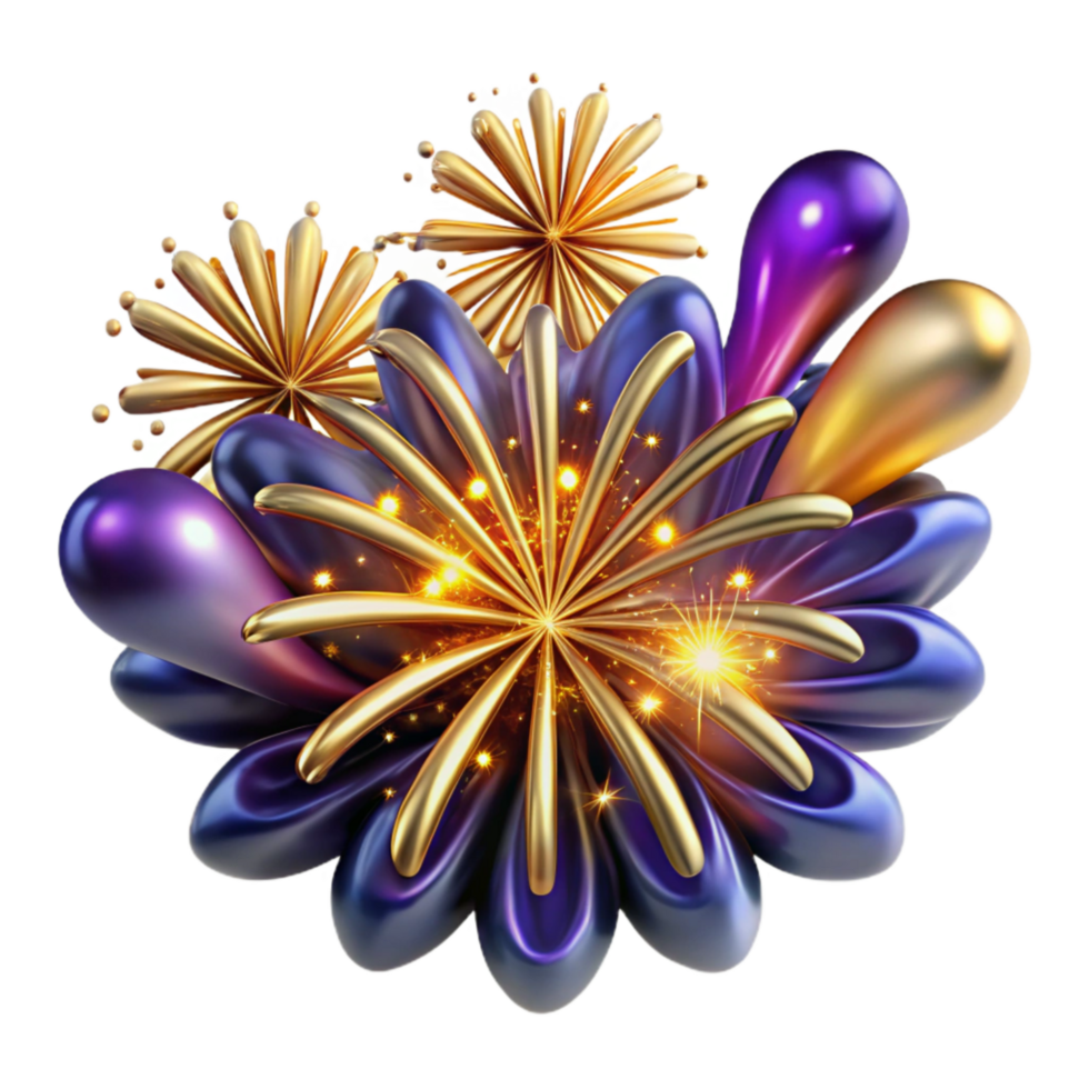 vibrant abstract Fireworks Display Isolated with Bright Colors authentic png