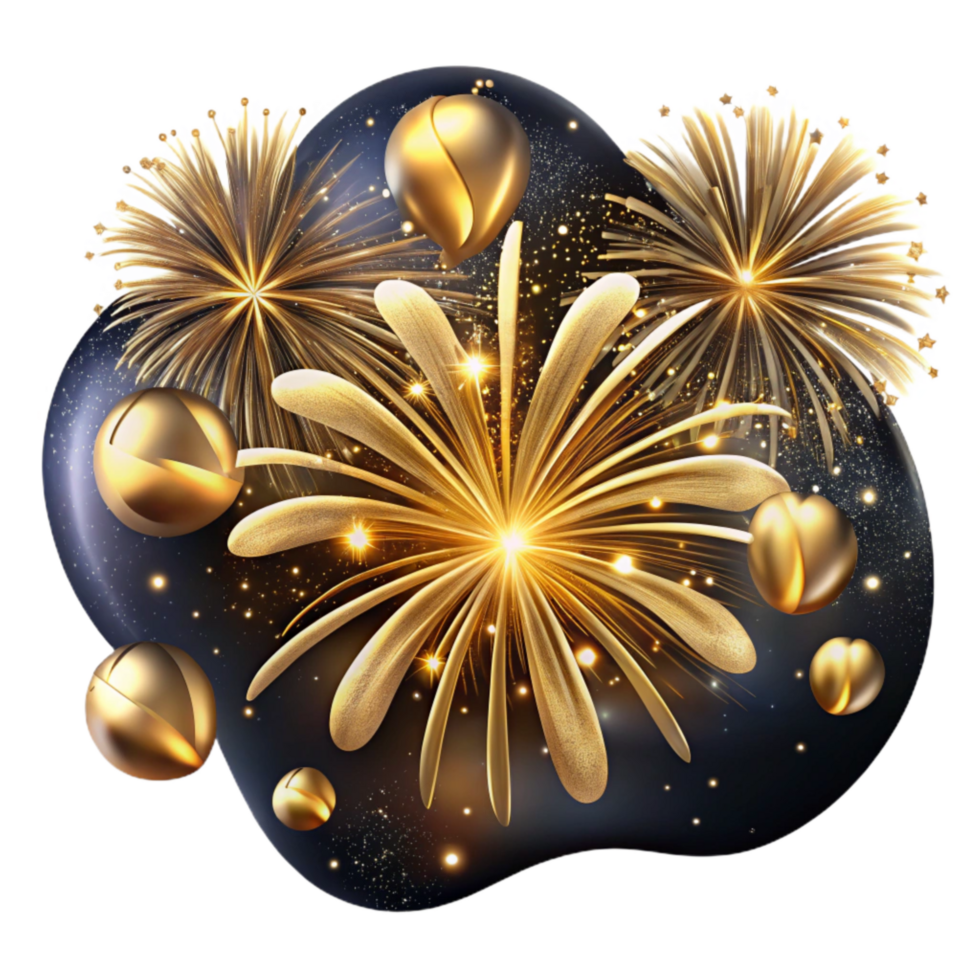 beautiful rustic Fireworks Display Sparkling Gold Transparent high quality png