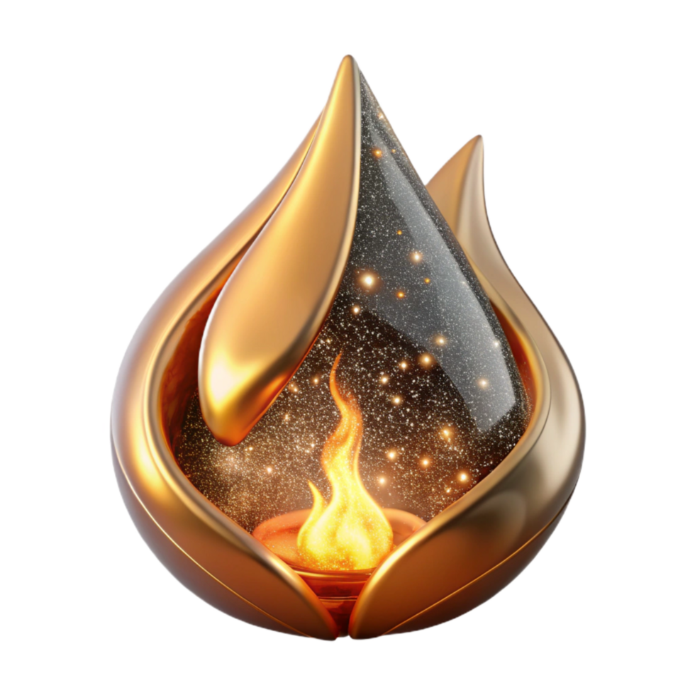 elegant classic Flame with Reflection Isolated premium png