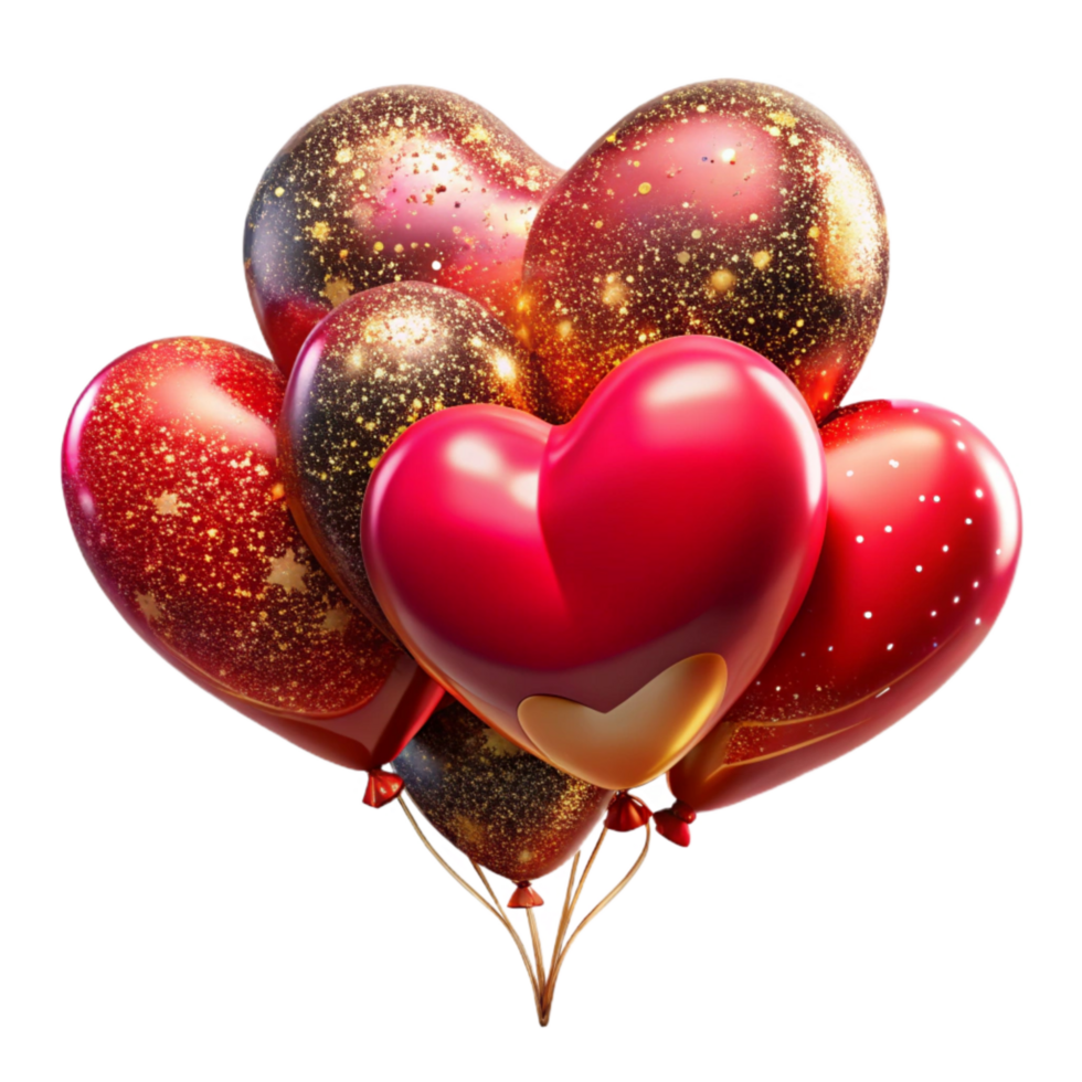 serene minimalist Floating Balloons Heart Shaped Red Isolated genuine png