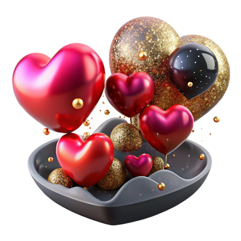 wonderful rustic Floating Balloons Heart Shaped Red Isolated high quality png