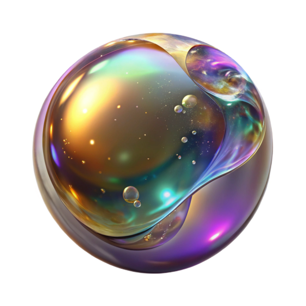 extraordinary rustic Floating Soap Bubble with Iridescent Colors Transparent Background professional png